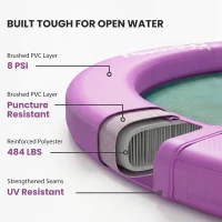Outsunny 8FT Inflatable Water Hammock Floating Ring, Inflatable Floating Dock Platform for for Lakes, Pools, Oceans, Purple(m-5)