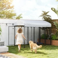 PawHut Outdoor Dog Kennel with Waterproof UV-Resistant Cover, 8 x 4 x 6 ft(m-8)