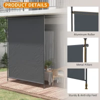 Outsunny 7' x 10' Retractable Patio Awning, Manual Outdoor Privacy Screen with UPF40+ & Water-Resistant Fabric, Grey(m-7)