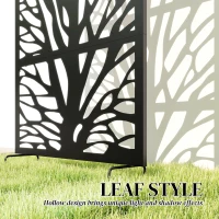 Outsunny Metal Outdoor Privacy Screen, 72" x 38" Freestanding Outdoor Divider, Black(m-4)