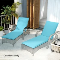 Outsunny Foldable Chaise Lounge Cushion Set of 2, Outdoor Lounge Chair Cushion Set, UPF50+ 200gsm Fabric, 48" x 23", Light Blue(m-9)