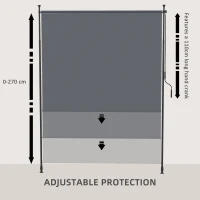 Outsunny 7' x 10' Retractable Patio Awning, Manual Outdoor Privacy Screen with UPF40+ & Water-Resistant Fabric, Grey(m-5)