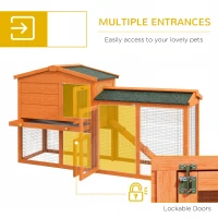 PawHut Two-Level Rabbit Hutch Small Animal House Pet Bunny Cage Home w/ Outdoor Run Water & UV Resistant Roof Access Ramp(m-5)