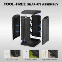 Outsunny 29 Gallon Outdoor Garbage Bin with Dual Lid, Plastic Outdoor Waste Trash Can with Ashtray and Drip Tray, Black(m-10)