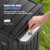 Outsunny 58 Gallon Double Outdoor Garbage Bin with Dual Lid, Plastic Outdoor Waste Trash Can with Ashtray and Drip Trays, Black(m-6)