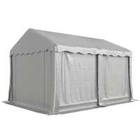 Outsunny 13' x 10' Portable Shed, Outdoor Storage Shed Tent with Roll-up Zipper Door and Removable Sidewalls, Light Grey(m-2)
