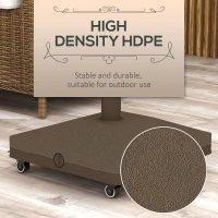 Outsunny Square Parasol Base, Portable Umbrella Stand with Wheels, Water or Sand Filled, for Φ0.75" to Φ1.5" Poles, Brown(m-6)