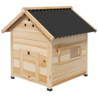 PawHut Duck Coop, Wooden Duck House with Openable Roof & Double Doors, Natural Wood(m-2)