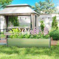 Outsunny 6' x 1.5' x 1.3' Galvanized Raised Garden Bed, Elevated Large Metal Planter Box w/ Install Gloves for Backyard, Patio to Grow Vegetables, Herbs, and Flowers, Silver(m-1)