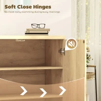 HOMCOM Sideboard Buffet Cabinet, 30.7" Modern Kitchen Storage Cabinet with Soft-Close Door and Adjustable Shelves, Oak(m-7)