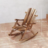 Outsunny Wooden Outdoor Rocking Chair, Oversized Adirondack Patio Rocker with High Back and Slatted Seat, Carbonized(m-3)