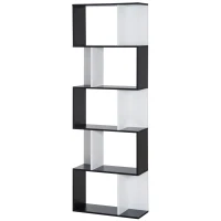 HOMCOM Modern Bookcase 5-Tier Display Shelf Storage Shelf Room Divider Living Room Home Office Furniture, Black(m-11)