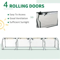 Outsunny 13' L x 3' W x 2.5' H Portable Tunneled Greenhouse with 4 Zippered Doors, Water/UV Fighting PVC Cover(m-4)