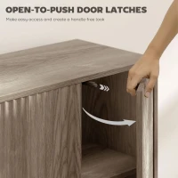 HOMCOM Buffet Cabinet with Storage, Modern Fluted Sideboard with Adjustable Shelves for Dining Room Living Room, Light Grey(m-6)