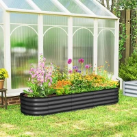 Outsunny 6.4 x 2 x 1ft Galvanized Raised Garden Bed Kit, Metal Planter Box with Safety Edging, Dark Grey(m-8)