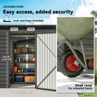 Outsunny 6 x 4FT Galvanized Garden Storage Shed, Metal Outdoor Shed with Double Doors and 2 Vents, Grey(m-6)