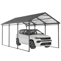 Outsunny 10 x 15ft Metal Carport, Heavy-Duty Carport Canopy with Reinforced Steel Frame & Roof, All-Weather Protection(m-11)