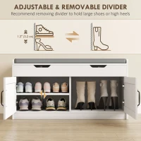 HOMCOM Shoe Storage Bench, Entryway Bench with 2-Tier Cabinet, Flip-Top Storage, Padded Cushion for Hallway, White(m-5)
