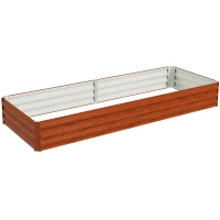 Outsunny 95" x 36" x 12" Galvanized Raised Garden Bed, Metal Elevated Planter Box for Growing Flowers, Herbs, Succulents, Brown(m-2)