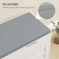 HOMCOM Shoe Storage Bench, Entryway Bench with 2-Tier Cabinet, Flip-Top Storage, Padded Cushion for Hallway, White(m-9)