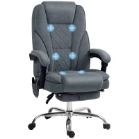 Vinsetto Massage Office Chair, Reclining Computer Chair with Adjustable Height and Footrest, Dark Grey(m-11)