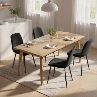 HOMCOM Dining Chairs Set of 4, Upholstered Dining Room Chairs with Steel Legs, Modern Kitchen Chair for Dining Room, Black(m-1)