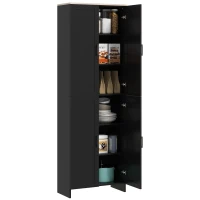 HOMCOM 67" 4-Door Kitchen Pantry Cabinet, Freestanding Storage Cabinet Cupboard with Adjustable Shelves, Black(m-11)