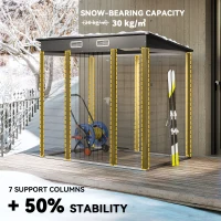 Outsunny 6 x 4FT Galvanized Garden Storage Shed, Metal Outdoor Shed with Double Doors and 2 Vents, Grey(m-5)