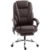 Vinsetto Massage Office Chair, Reclining Computer Chair with Adjustable Height and Footrest, Dark Brown(m-2)