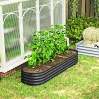 Outsunny 6.4 x 2 x 1ft Galvanized Raised Garden Bed Kit, Metal Planter Box with Safety Edging, Dark Grey(m-9)