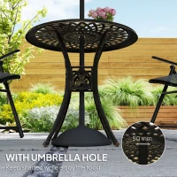 Outsunny 30-inch Round Patio Dining Table with Umbrella Hole Cast Aluminium Outdoor Bistro Table, Brown(m-5)
