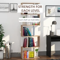 HOMCOM 5-Tier Geometric Bookcase Display Shelf Storage Shelf Modern Room Divider Living Room Home Office Furniture, White(m-7)