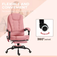 Vinsetto 7-Point Vibrating Massage Chair, Reclining Office Chair with Footrest, Reclining Back, Adjustable Height, Pink(m-7)