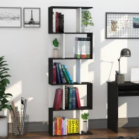 HOMCOM Modern Bookcase 5-Tier Display Shelf Storage Shelf Room Divider Living Room Home Office Furniture, Black(m-10)