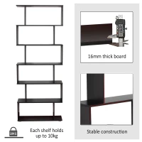HOMCOM Wooden S Shape Bookcase 6 Shelves Storage Display Home Office Furniture(m-7)