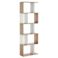 HOMCOM 5-Tier Geometric Bookcase Display Shelf Storage Shelf Modern Room Divider Living Room Home Office Furniture, White(m-2)