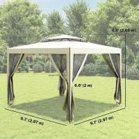 Outsunny 10' x 10' Outdoor Canopy Tent Party Tent with Mesh Netting and Double Tier Roof for Backyard, Garden, Patio, Cream White(m-3)