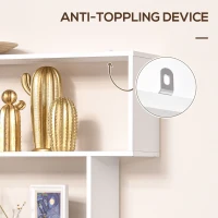 HOMCOM 76" 6-Tier Geometric Wooden Bookcase S Shaped Storage Display Bookshelf Modern shelf Open Concept Living Room Home Office Furniture, White(m-6)