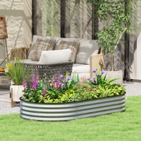 Outsunny 6' x 3' x 1' Large Outdoor Planter Box, Galvanized Raised Garden Bed with Metal Plant Stake, Silver(m-1)