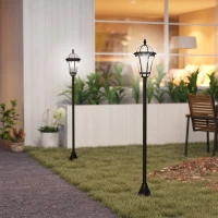 Outsunny 2 Piece LED Garden Lights Lamp Post Solar Powered Auto Switch Outdoor Lantern Patio Pathway Walkway Water-Resist 6 Hours Black(m-10)