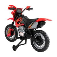 Aosom 6V Kids Motorcycle, Electric Motorcycle with Dirt Bike Style, Street Bike Design Battery Powered Ride On Toy with Training Wheels, Headlight, Music, Ages 5-8, Red(m-2)