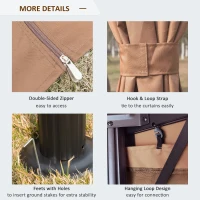 Outsunny 10' x 10' Outdoor Patio Gazebo Double Soft-top Garden Shelter Tent with Curtains, & Mesh Screen Drapes, Brown(m-5)