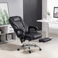 Vinsetto Massage Office Chair, Reclining Computer Chair with Adjustable Height and Footrest, Black(m-8)