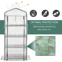 Outsunny Portable Greenhouse Outdoor Hot House with 4 Tier Shelves, Steel Frame, PE Cover, 28" x 20" x 63" , White(m-5)