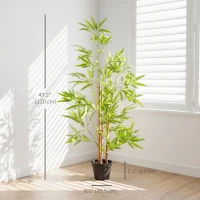 Outsunny Artificial Bamboo Tree, 4ft Fake Tree with Realistic Leaf and Natural Trunk, Decorative Plant in Nursery(m-3)