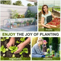 Outsunny 13' L x 3' W x 2.5' H Portable Tunneled Greenhouse with 4 Zippered Doors, Water/UV Fighting PVC Cover(m-6)