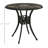 Outsunny 30-inch Round Patio Dining Table with Umbrella Hole Cast Aluminium Outdoor Bistro Table, Brown(m-3)