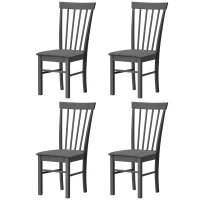 HOMCOM Wooden Dining Chairs Set of 4, Farmhouse Upholstered Kitchen Chairs with Rubber Wood Frame, Black and Gray(m-1)