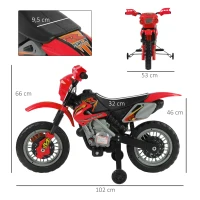 Aosom 6V Kids Motorcycle, Electric Motorcycle with Dirt Bike Style, Street Bike Design Battery Powered Ride On Toy with Training Wheels, Headlight, Music, Ages 5-8, Red(m-6)