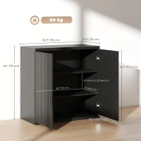 HOMCOM Sideboard Buffet Cabinet Set of 2, Kitchen Cabinet with Soft-Close Door and Adjustable Shelves, Distressed Black Grey(m-3)